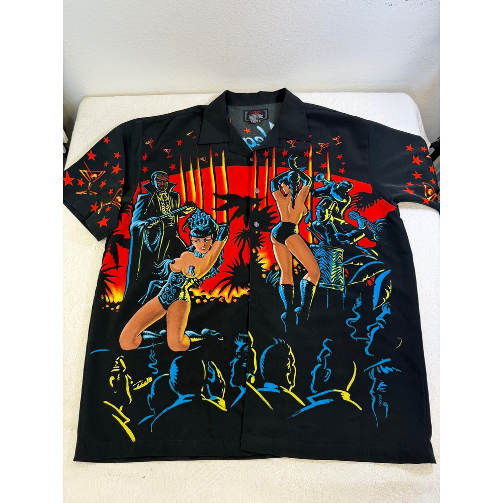 Vintage La Rocka BC Ethic Las Vegas Grind Burlesque Shirt XL 90s Rockabilly